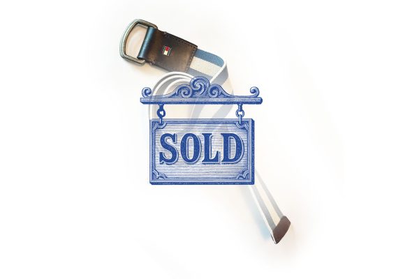 Tommy Hilfiger Belt for Men, Beige Blue