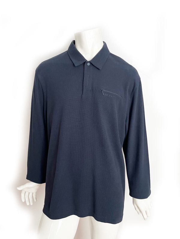 Ted Baker Polo, Navy Blue, long sleeve. size 6 = XXL