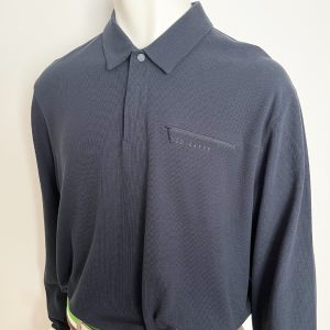 Ted Baker Polo, Navy Blue, long sleeve. size 6 = XXL - Image 12